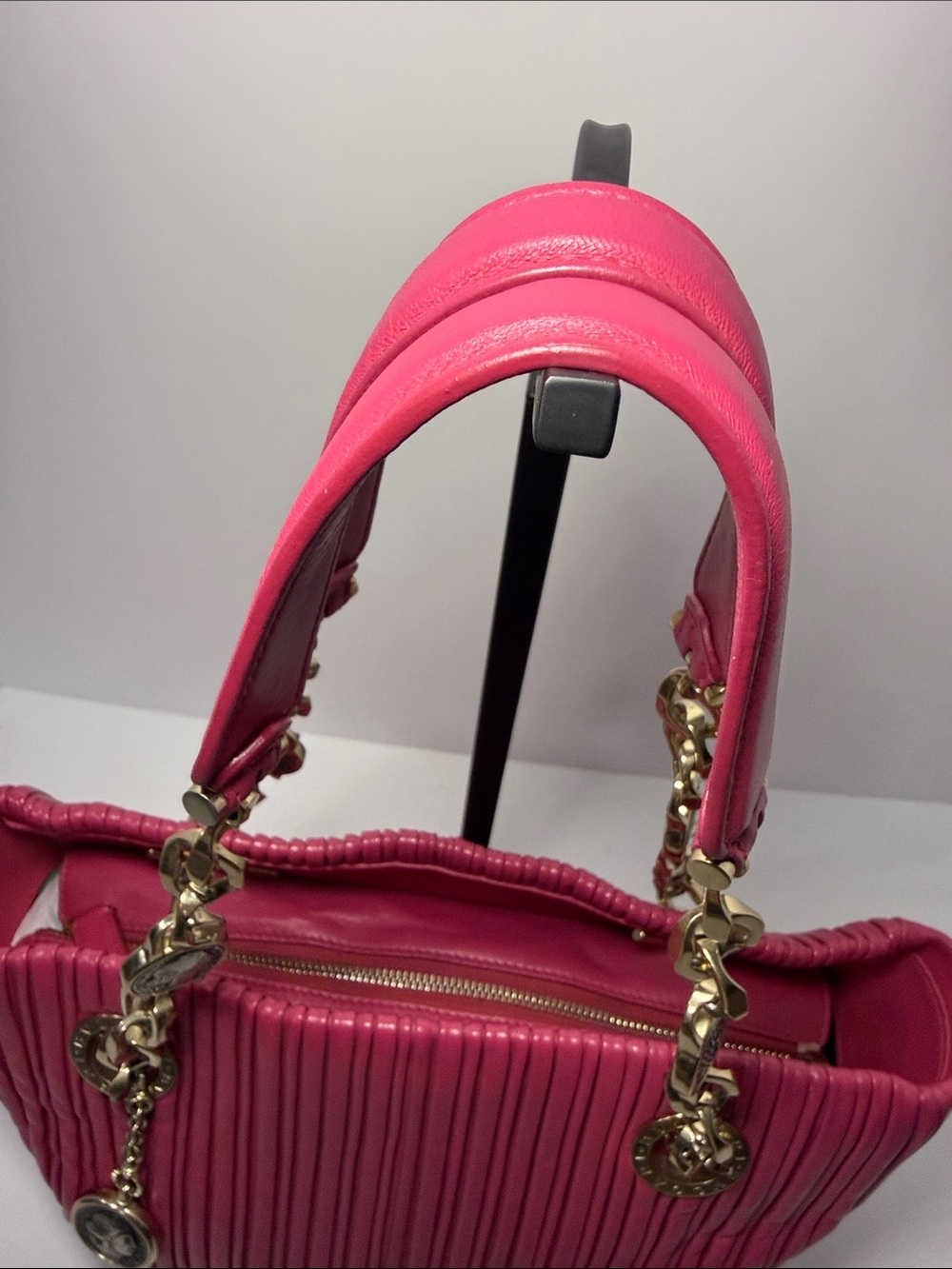 BVLGARI Monte Plissé Tote Bag – Pink Pleated Nappa Leather - Picture 5 of 13
